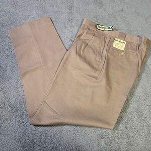 Cacharel Mens 36 Straw Tan Pleated Straight Leg Cotton Blend Vintage‎ Trousers
